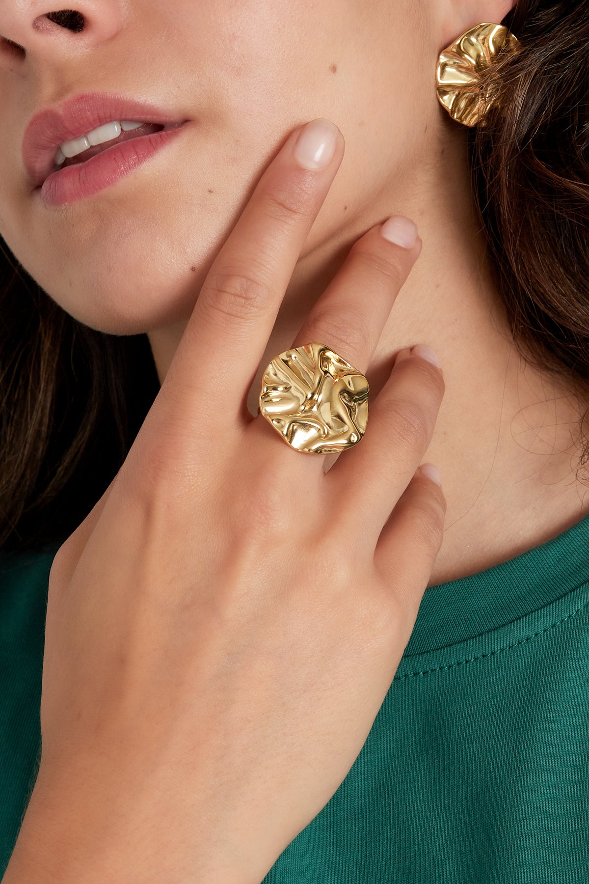 Ring statement structure round - Gold color