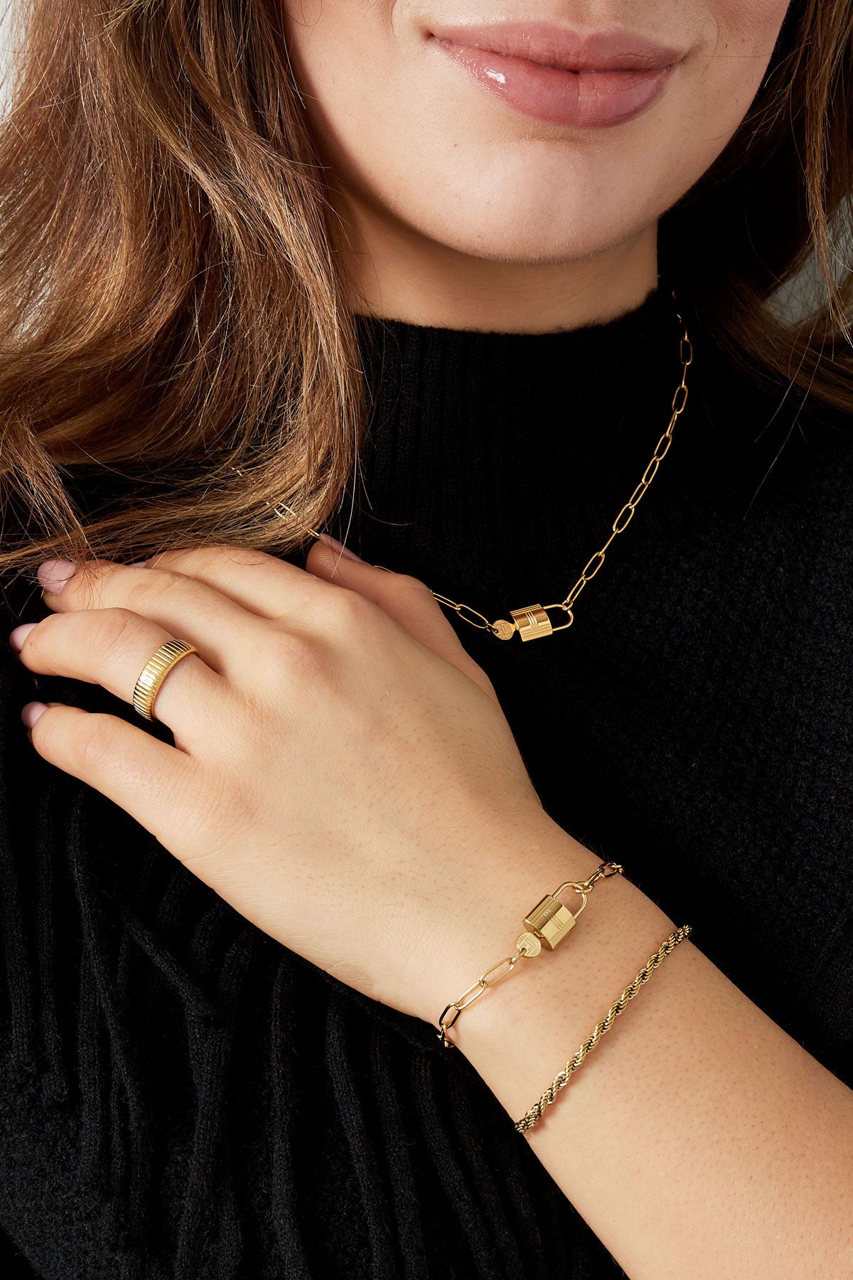 Armband jasseron gedraaid - goud