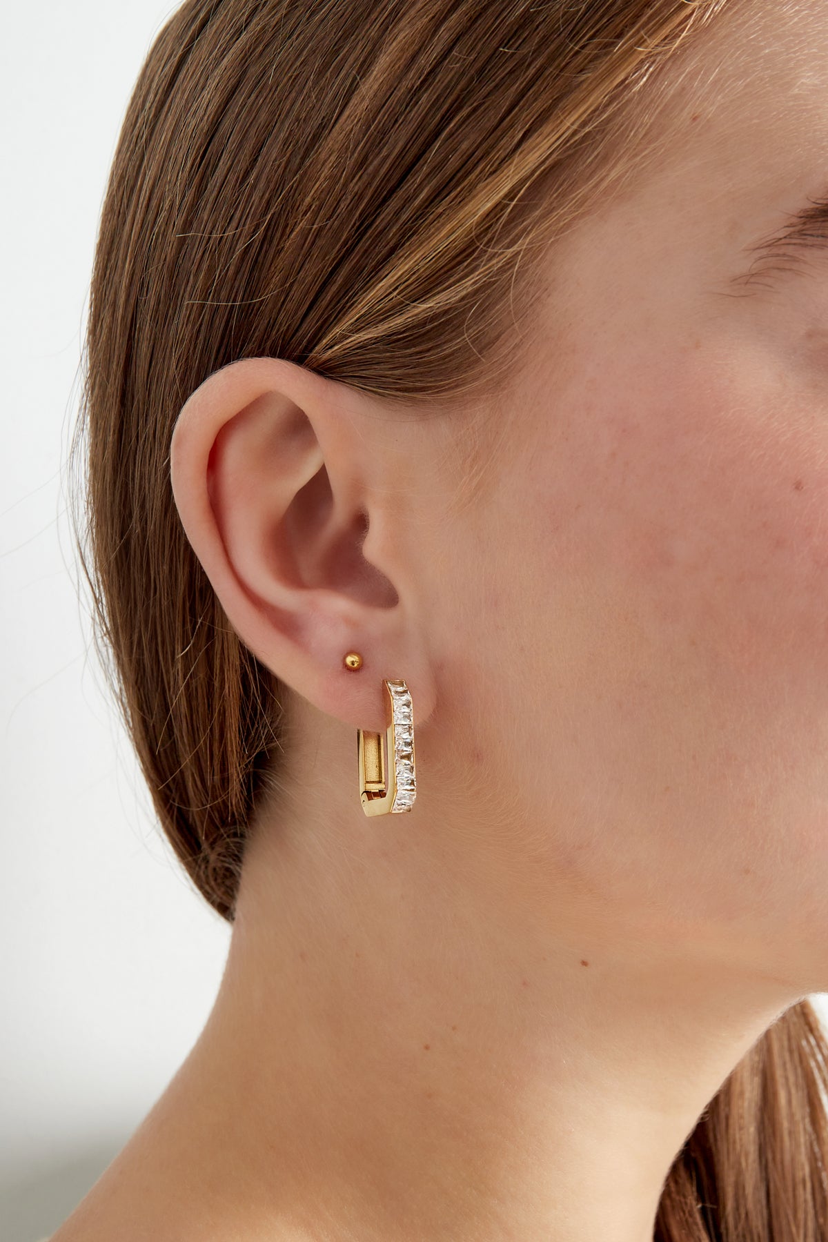 Rectangular diamond earrings - gold