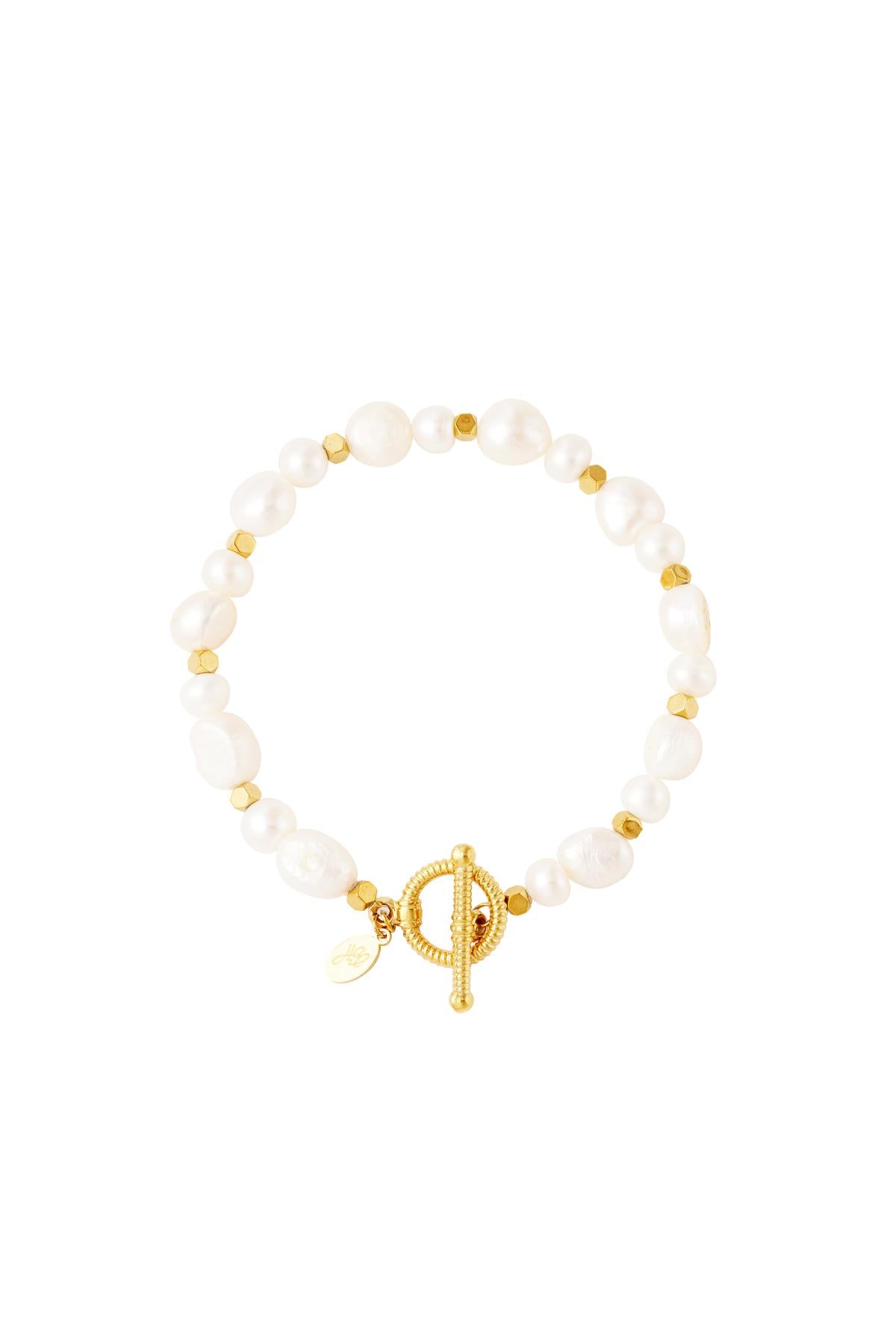 Roestvrij stalen armband parels Goud Stainless Steel