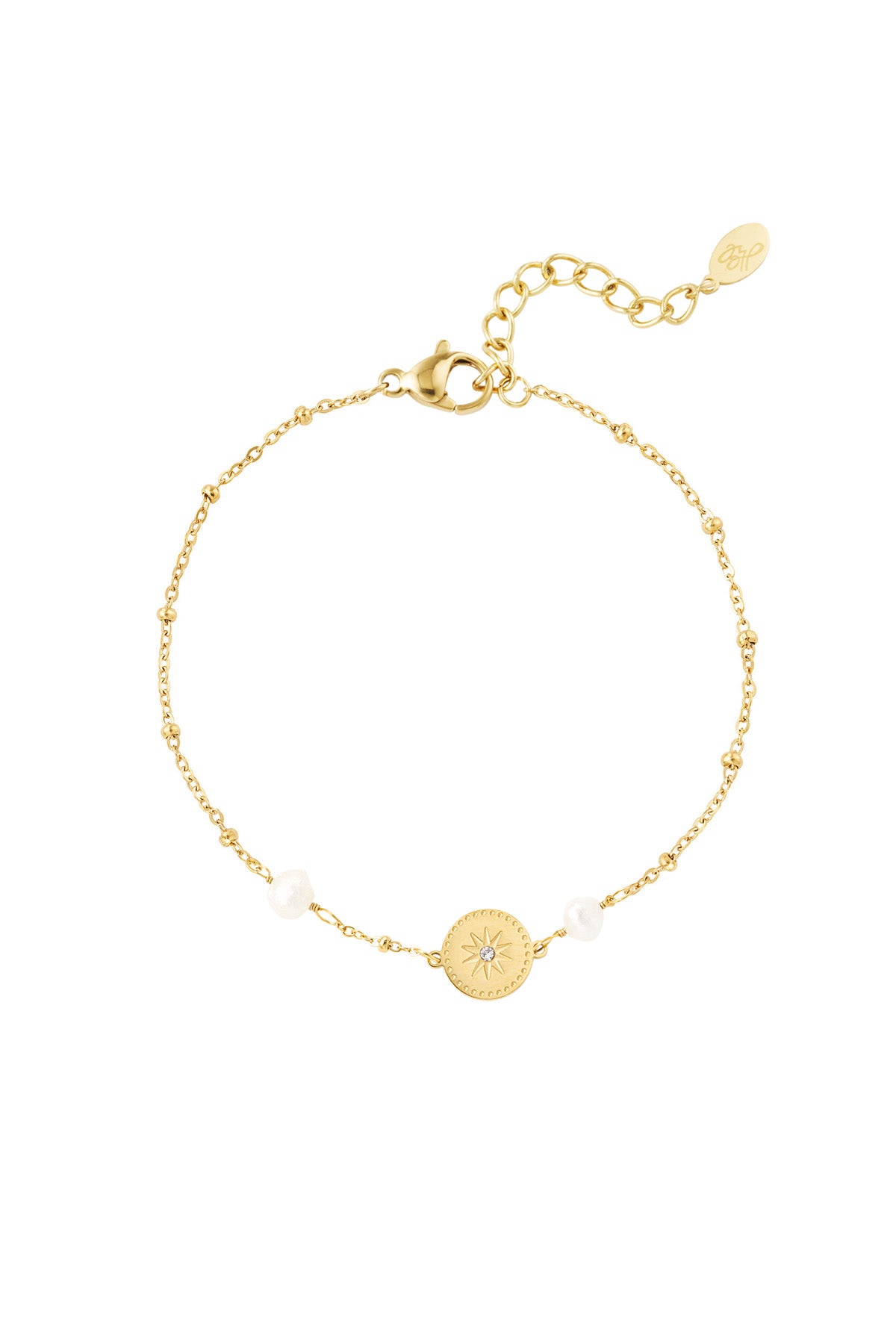 Armband met bedels en parel - goud