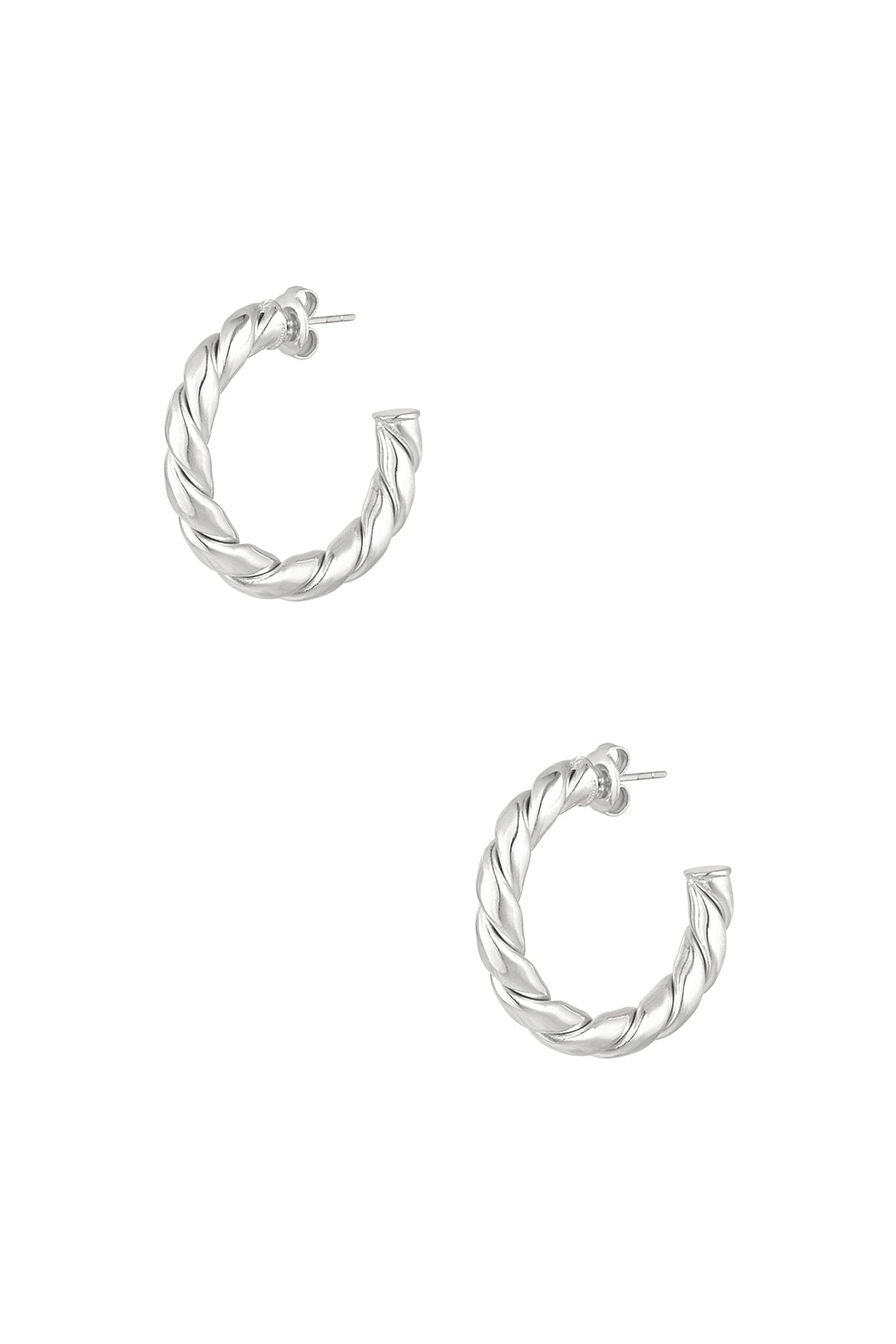 Oorbellen gedraaid basic klein - zilver