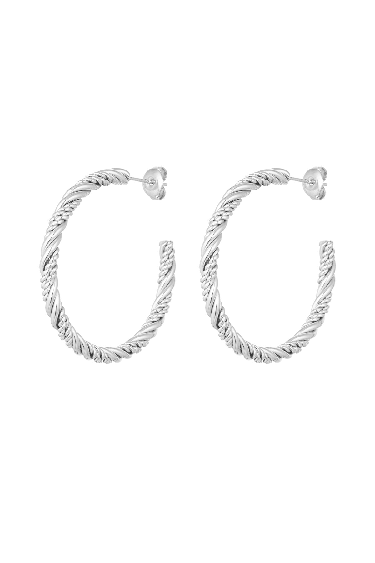 Oorbellen basic gedraaid - zilver