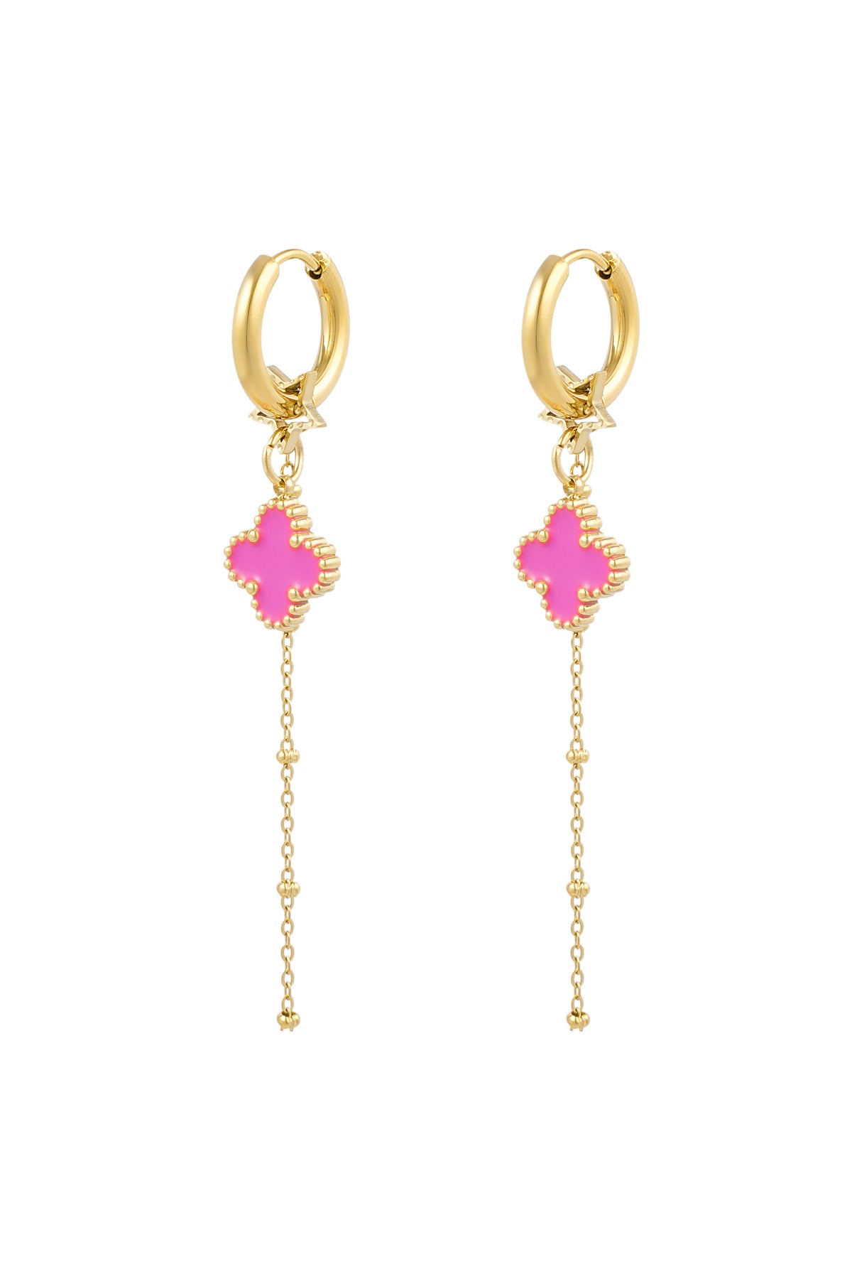 Earrings clover night - pink gold