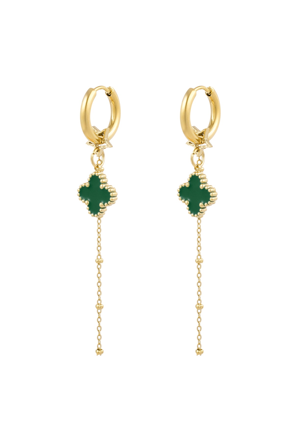 Earrings clover night - green gold