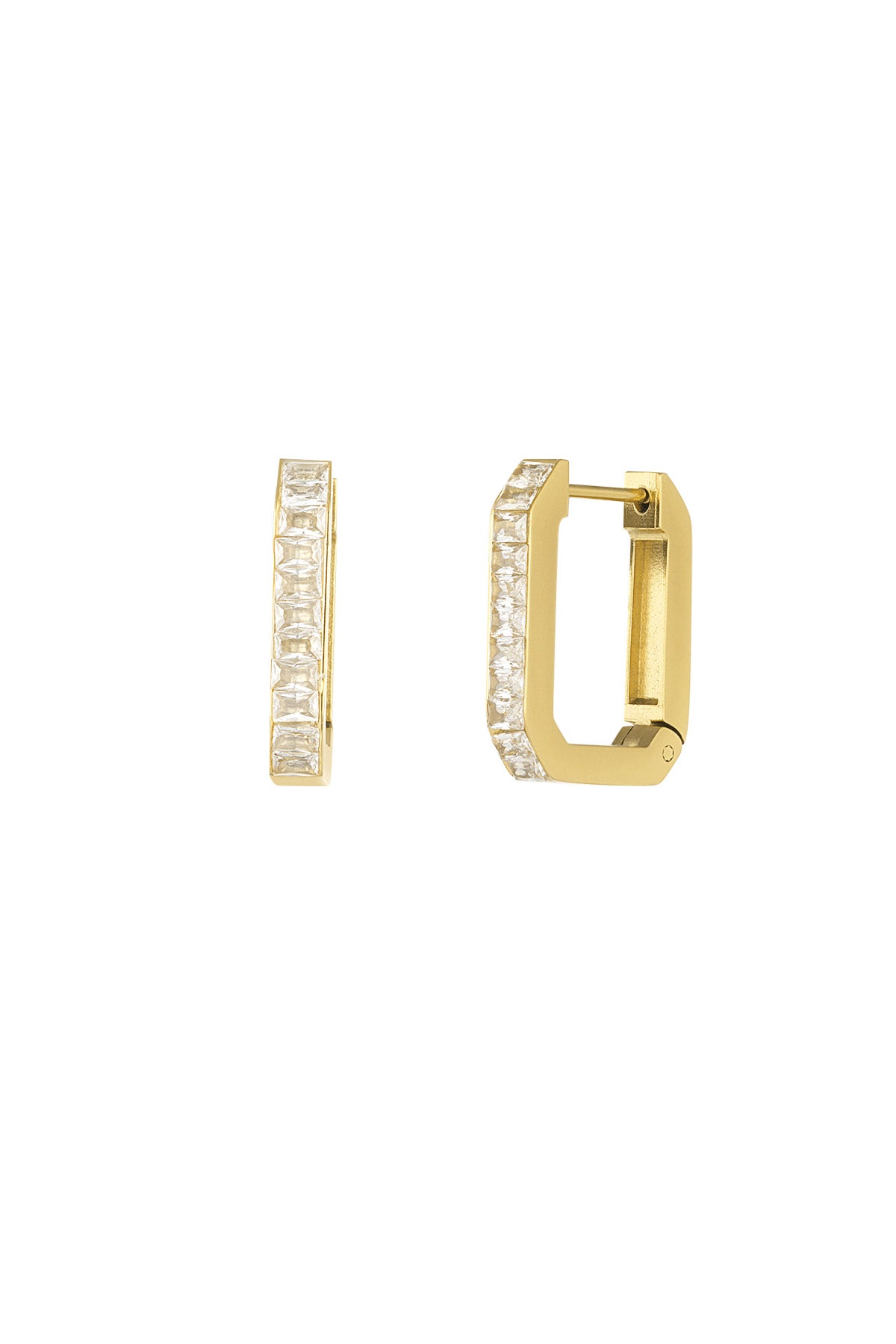 Rectangular diamond earrings - gold