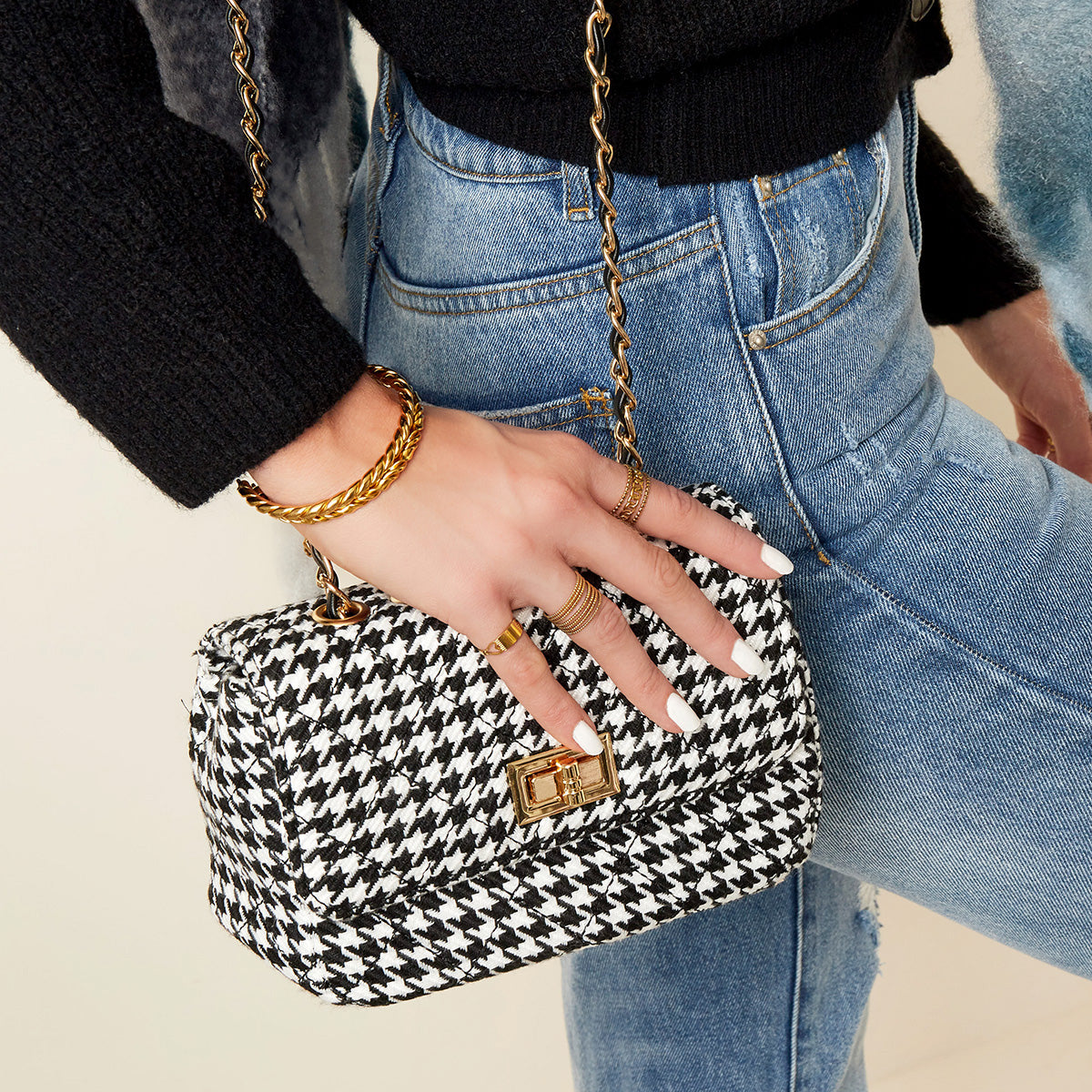 Pied de Poule bag - wit