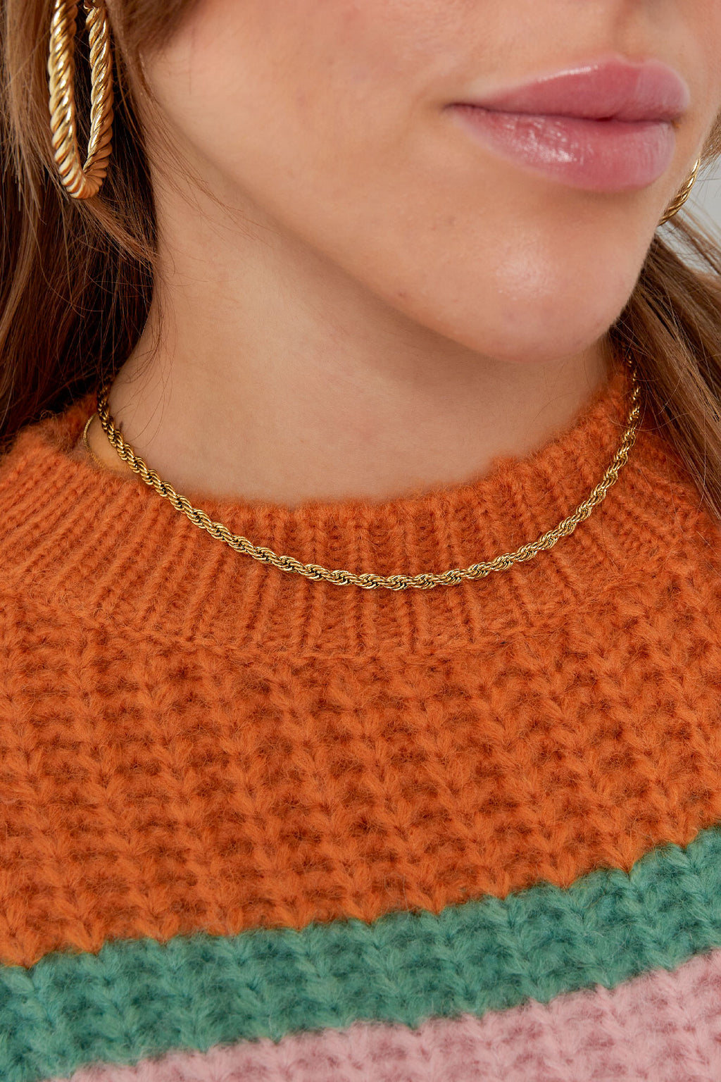 Unisex ketting gedraaid 40cm - goud
