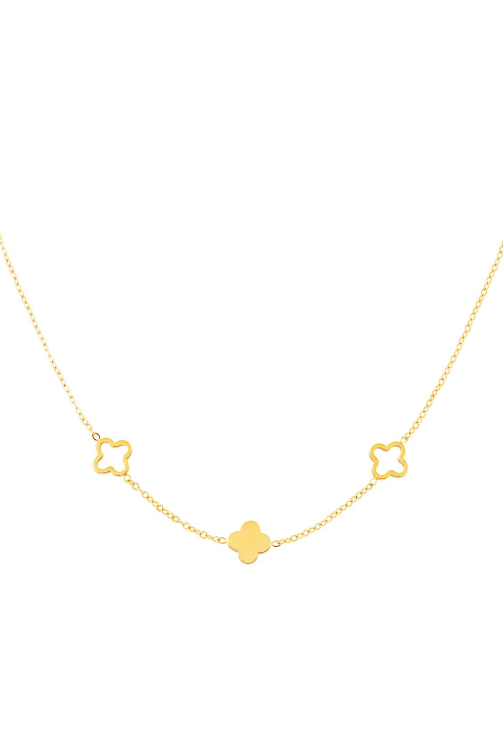 Ketting klavertjes Goud Stainless Steel