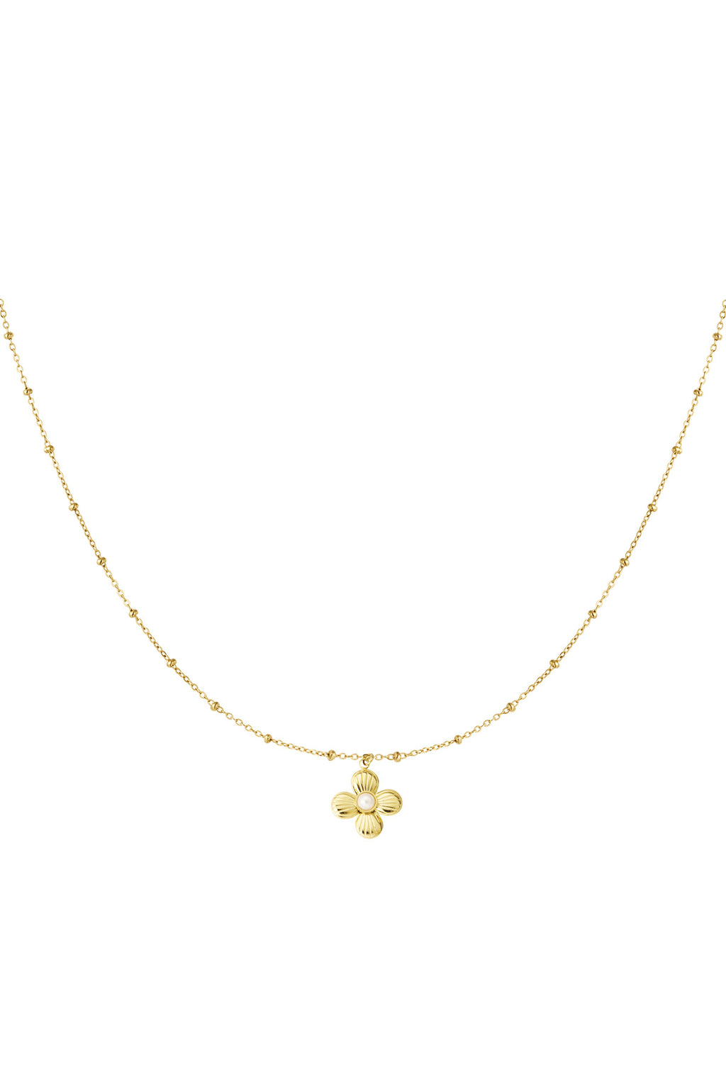 Flower necklace with pearl - gold