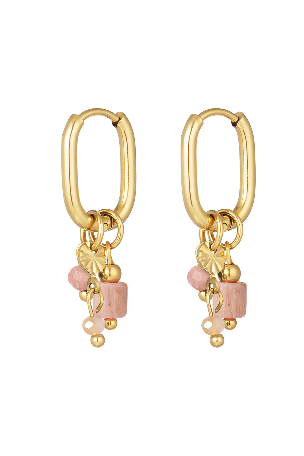 Oorbel met roze kralen - goud