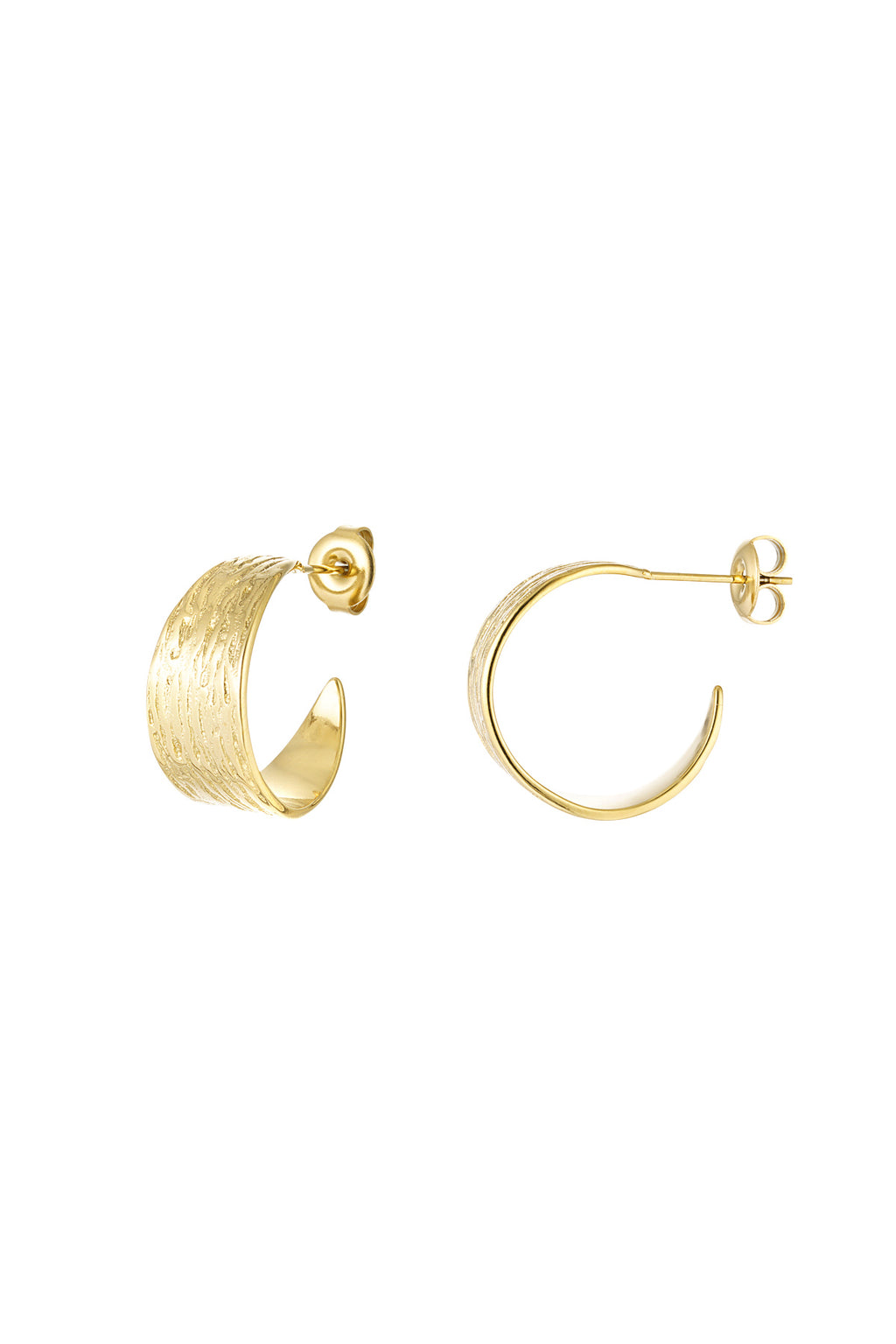 Oorbellen klein met print - goud