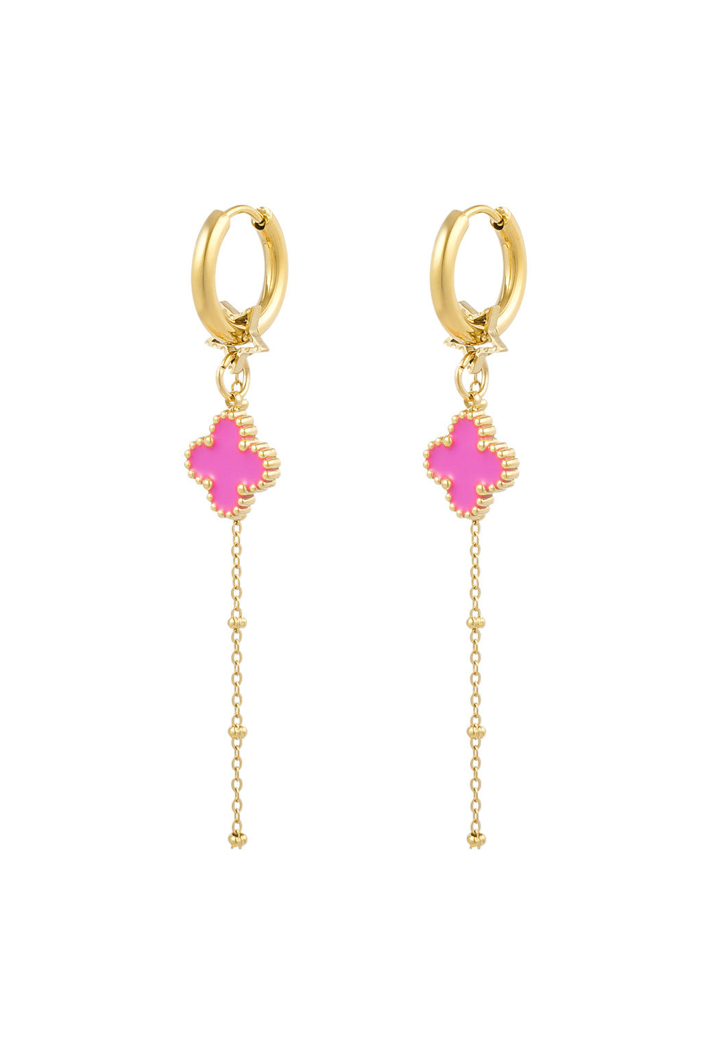 Earrings clover night - pink gold