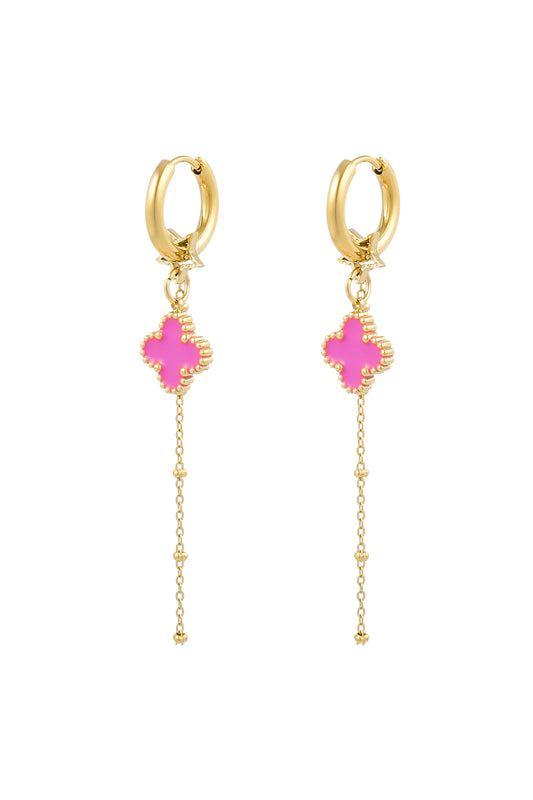 Earrings clover night - pink gold