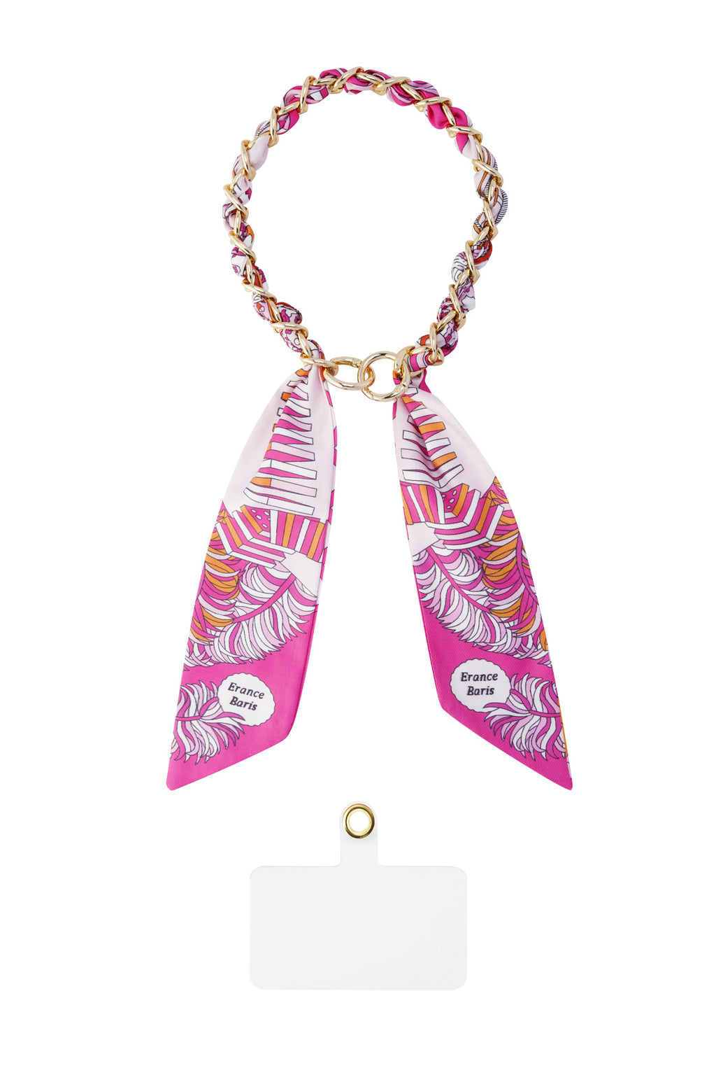 Telefoonketting satijnen sjaal - oranje roze