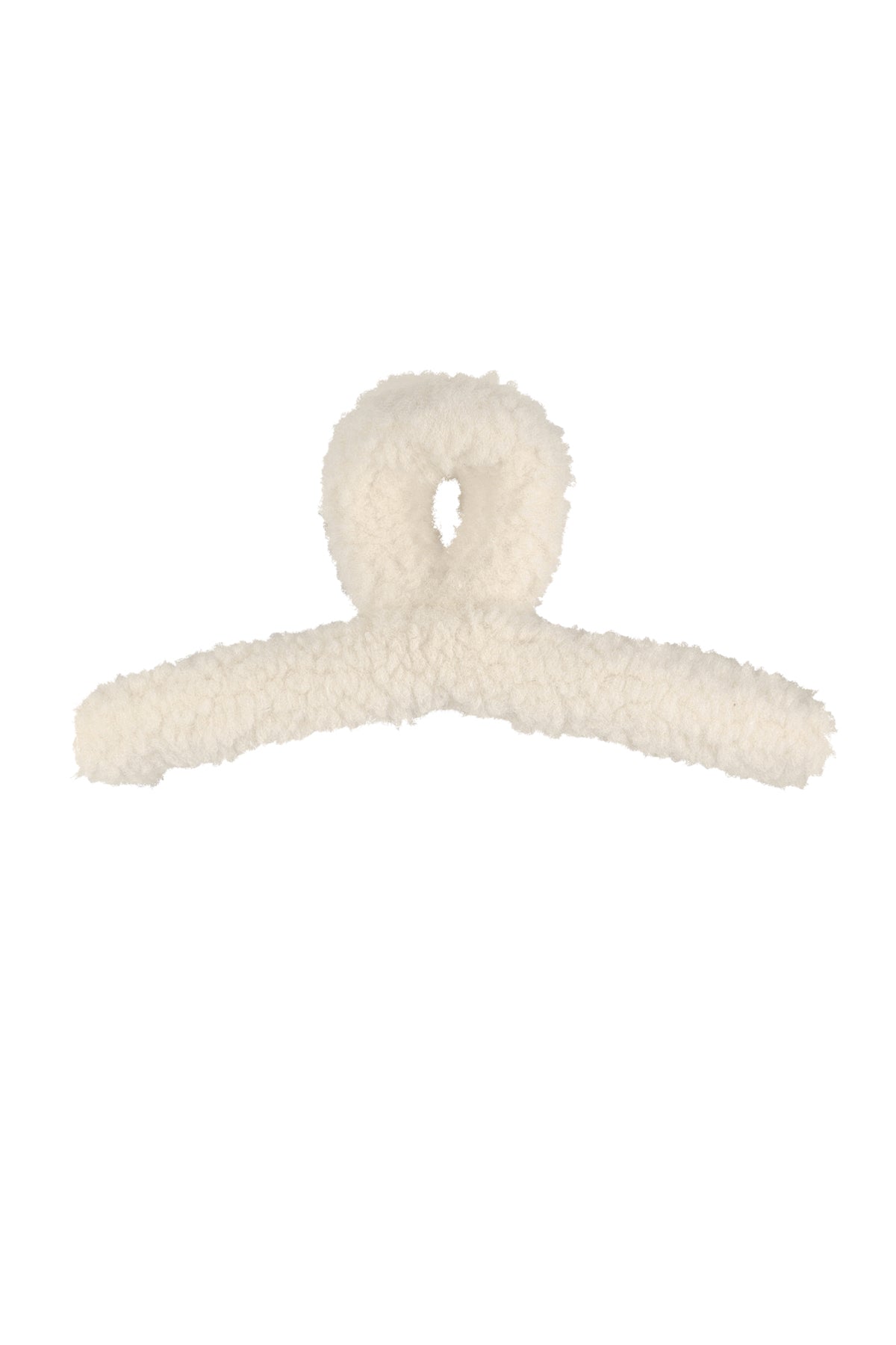 Fluffy teddy haarclip - off white