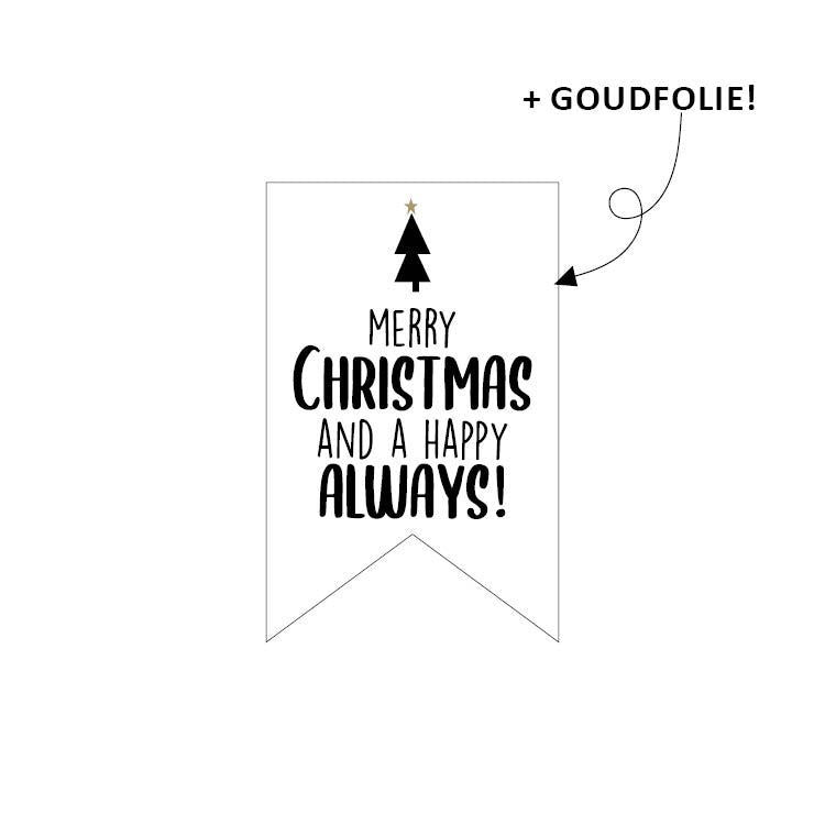 Sticker vaantje - Merry Christmas and a happy always - per 10