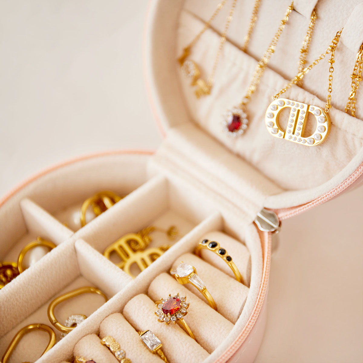 Ronde juwelen box | Roze