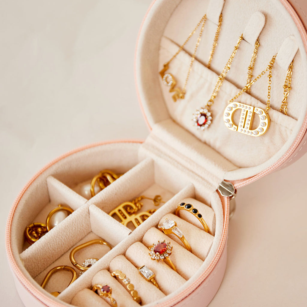 Ronde juwelen box | Roze