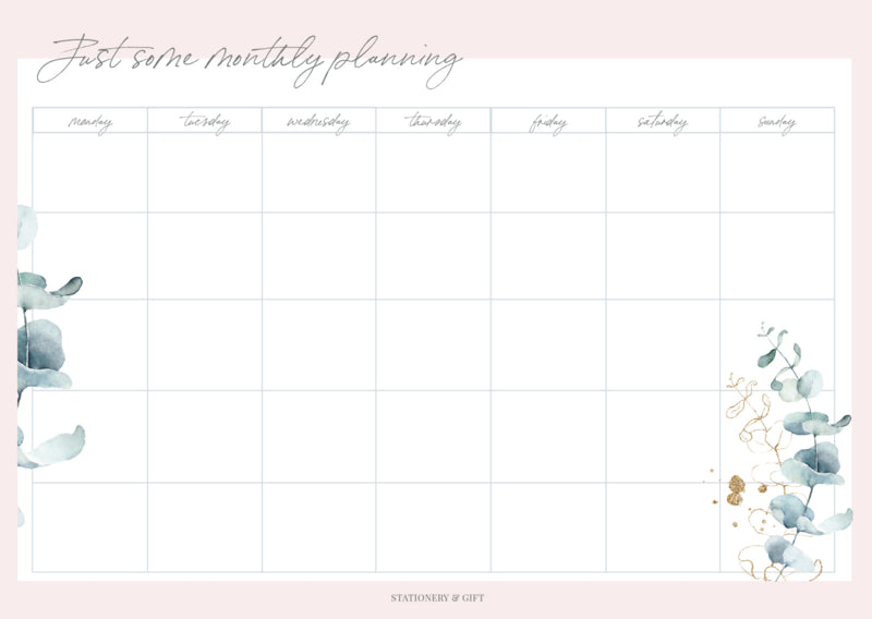 Monthly Planner | Pink & Green Collection