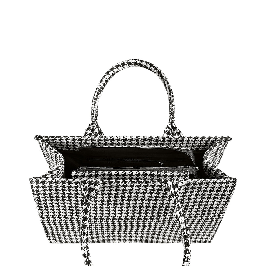Pied de poule shopper - wit
