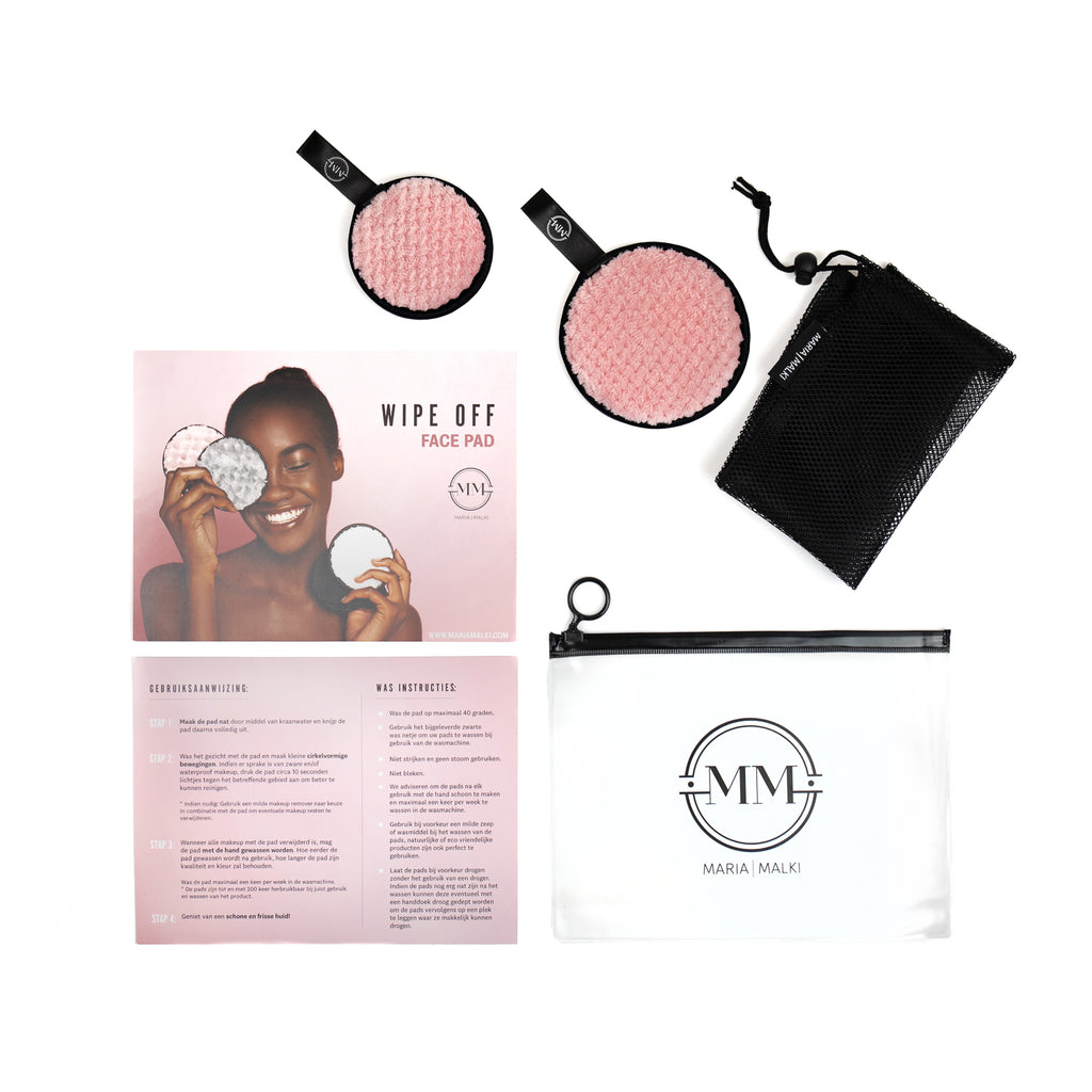 Wipe off face pad duo - Grey/Pink/Black